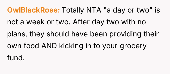OwlBlackRose Totally NTA "a day or two" is not a...