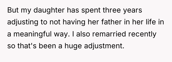 But my daughter has spent three years adjusting to not...