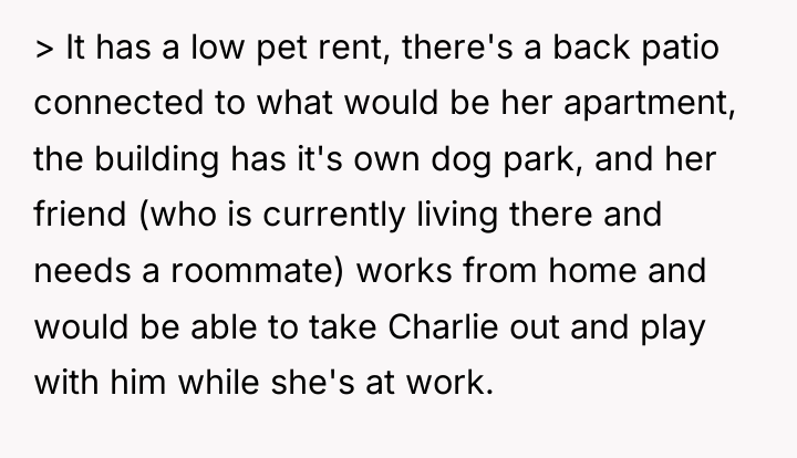 > It has a low pet rent, there's a back...