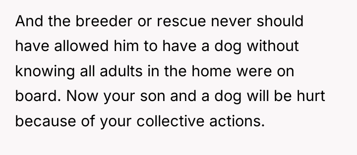 And the breeder or rescue never should have allowed him...