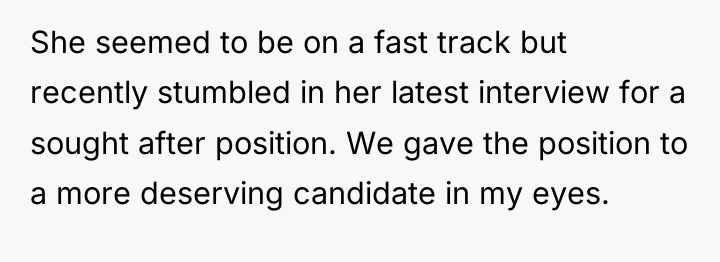 She seemed to be on a fast track but recently...