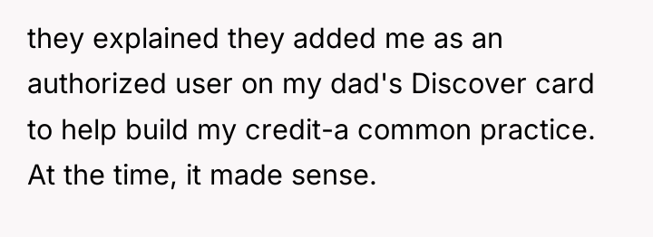 they explained they added me as an authorized user on...
