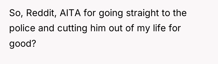 So, Reddit, AITA for going straight to the police and...