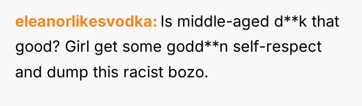 eleanorlikesvodka Is middle-aged d**k that good? Girl get some godd**n...