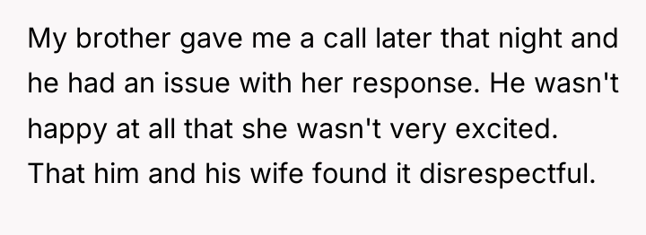 My brother gave me a call later that night and...