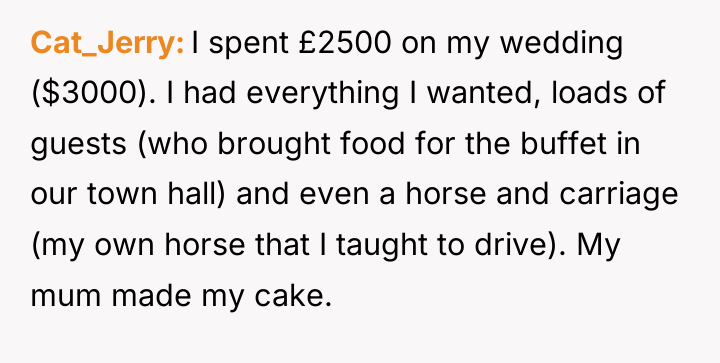 Cat_Jerry I spent £2500 on my wedding ($3000). I had...