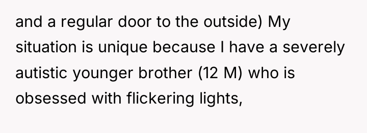 and a regular door to the outside) My situation is...