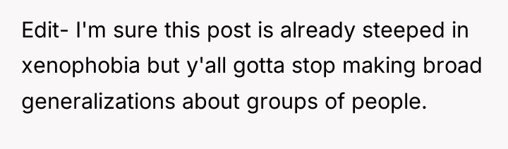 Edit- I'm sure this post is already steeped in xenophobia...