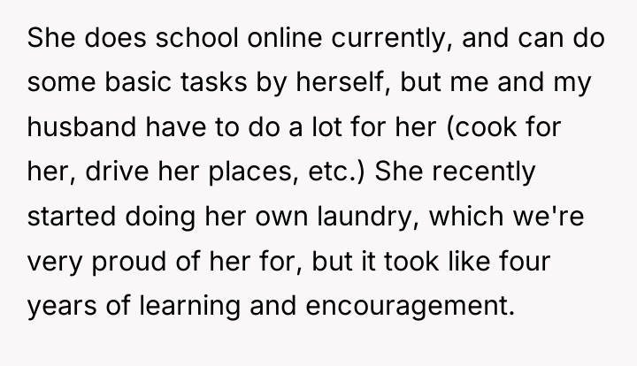 She does school online currently, and can do some basic...