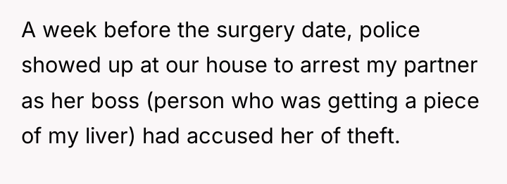 A week before the surgery date, police showed up at...