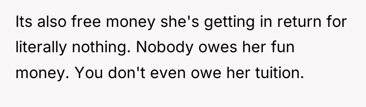 Its also free money she's getting in return for literally...