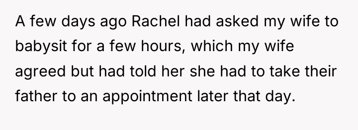 A few days ago Rachel had asked my wife to...