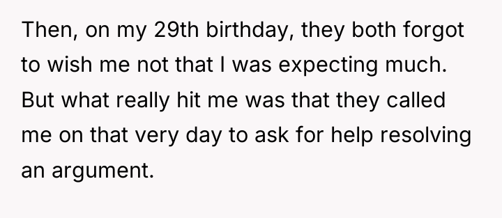 Then, on my 29th birthday, they both forgot to wish...