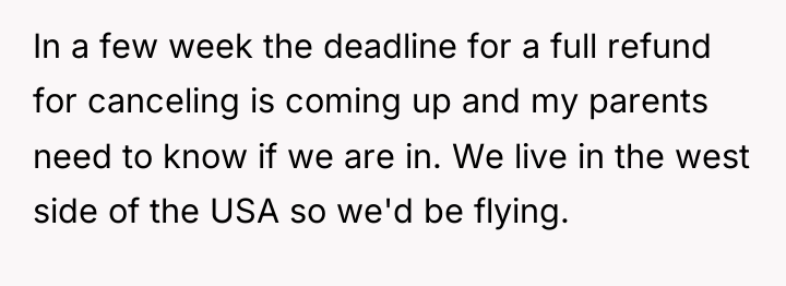 In a few week the deadline for a full refund...