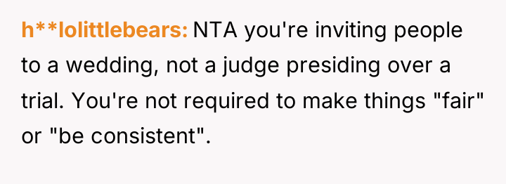 h**lolittlebears NTA you're inviting people to a wedding, not a...