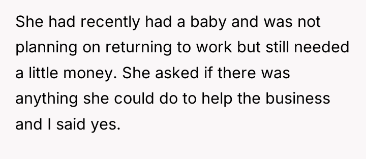 She had recently had a baby and was not planning...