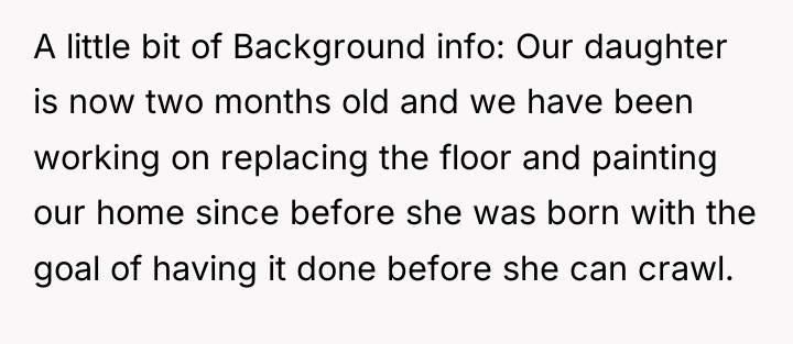 A little bit of Background info: Our daughter is now...