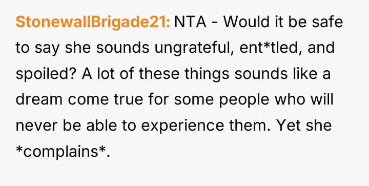 StonewallBrigade21 NTA - Would it be safe to say she...