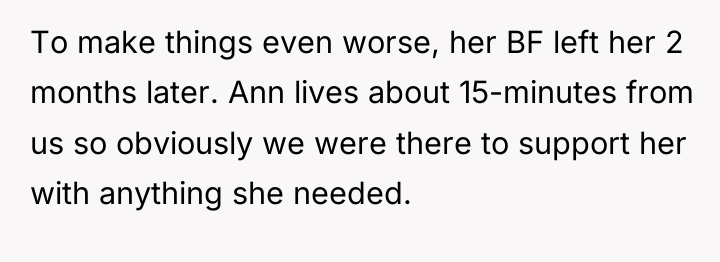 To make things even worse, her BF left her 2...