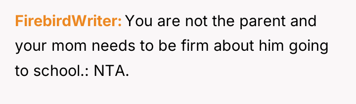 FirebirdWriter You are not the parent and your mom needs...