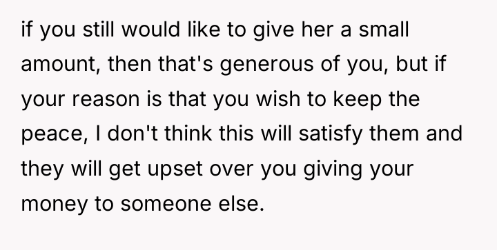 if you still would like to give her a small...