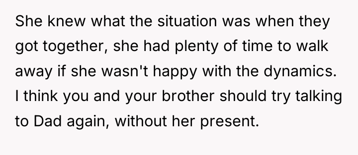 She knew what the situation was when they got together,...