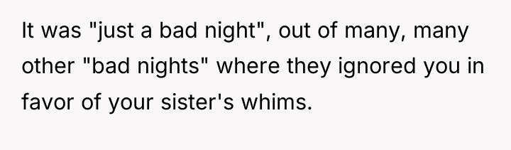 It was "just a bad night", out of many, many...