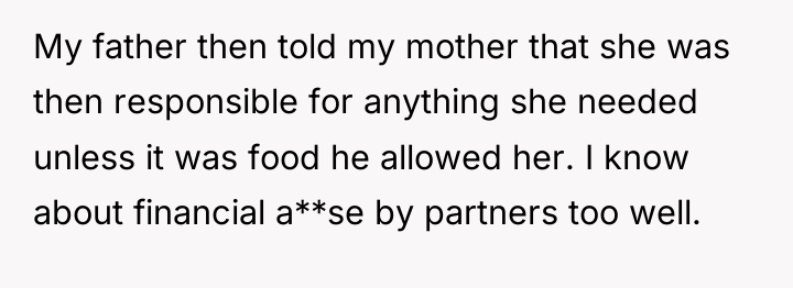 My father then told my mother that she was then...