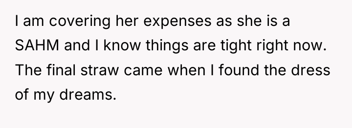 I am covering her expenses as she is a SAHM...