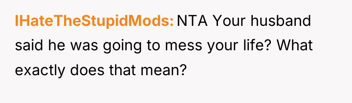 IHateTheStupidMods NTA Your husband said he was going to mess...