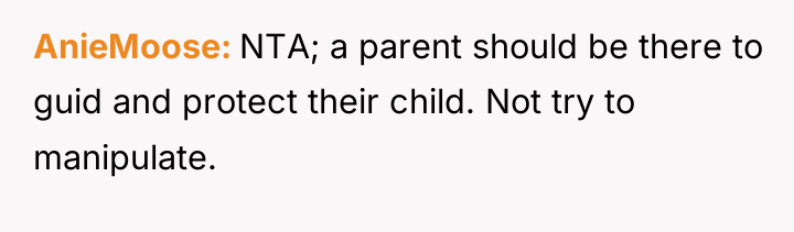 AnieMoose NTA; a parent should be there to guid and...