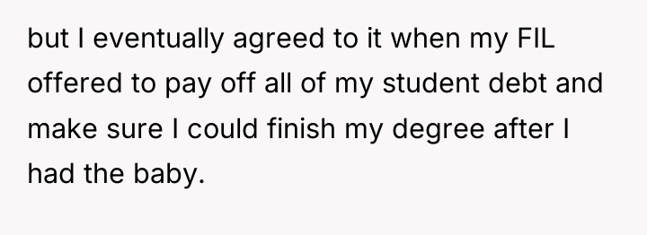 but I eventually agreed to it when my FIL offered...