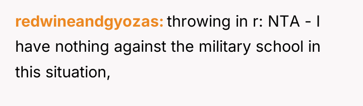 redwineandgyozas throwing in r: NTA - I have nothing against...