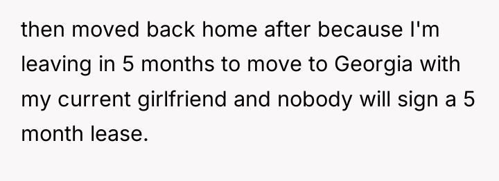 then moved back home after because I'm leaving in 5...