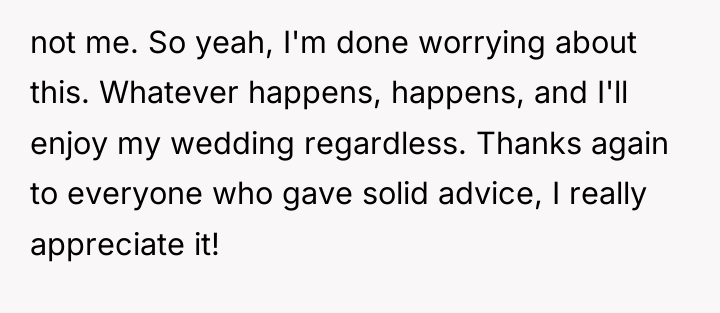 not me. So yeah, I'm done worrying about this. Whatever...