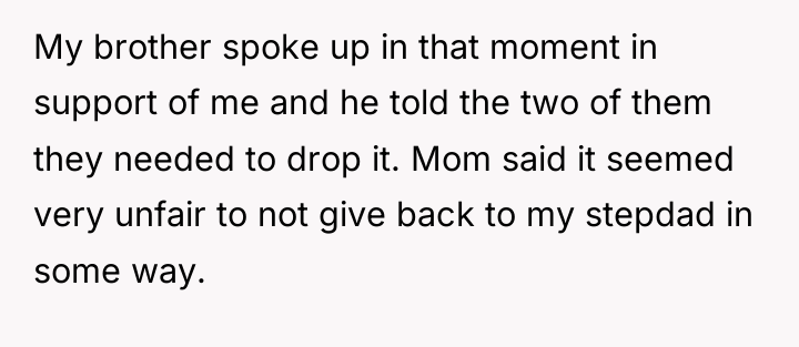 My brother spoke up in that moment in support of...