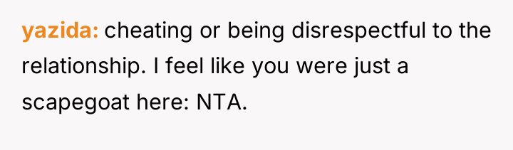 yazida cheating or being disrespectful to the relationship. I feel...