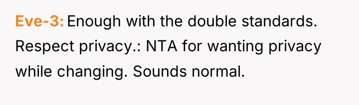Eve-3 Enough with the double standards. Respect privacy.: NTA for...