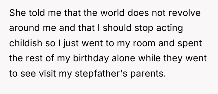 She told me that the world does not revolve around...