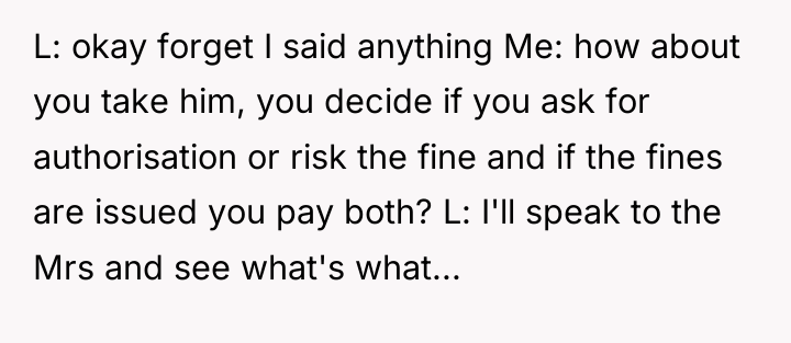 L: okay forget I said anything Me: how about you...