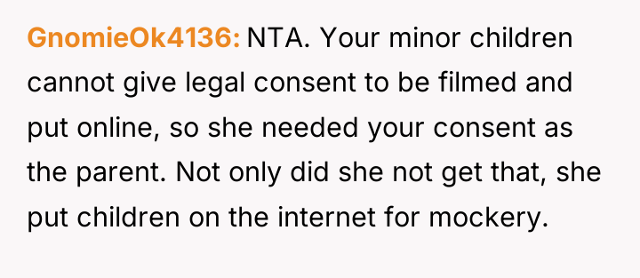 GnomieOk4136 NTA. Your minor children cannot give legal consent to...