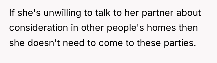 If she's unwilling to talk to her partner about consideration...