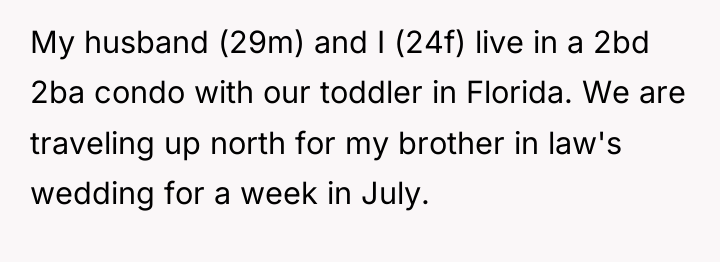 My husband (29m) and I (24f) live in a 2bd...