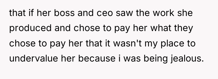 that if her boss and ceo saw the work she...