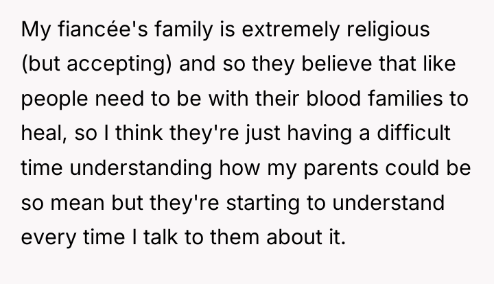 My fiancée's family is extremely religious (but accepting) and so...