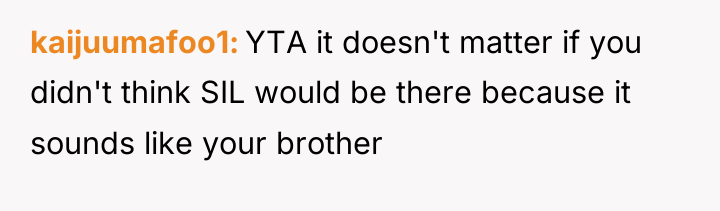 kaijuumafoo1 YTA it doesn't matter if you didn't think SIL...