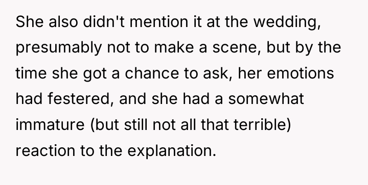 She also didn't mention it at the wedding, presumably not...