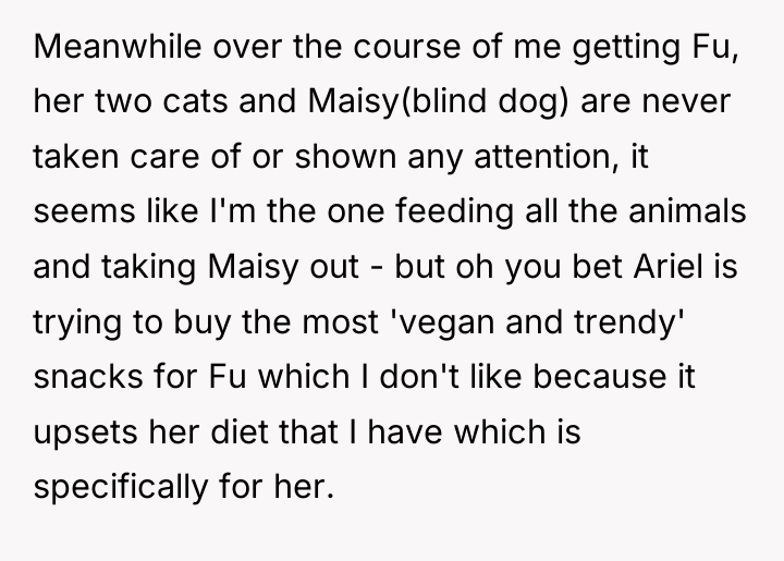 Meanwhile over the course of me getting Fu, her two...