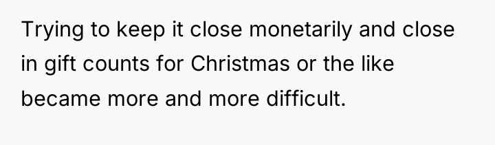 Trying to keep it close monetarily and close in gift...