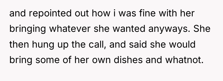 and repointed out how i was fine with her bringing...